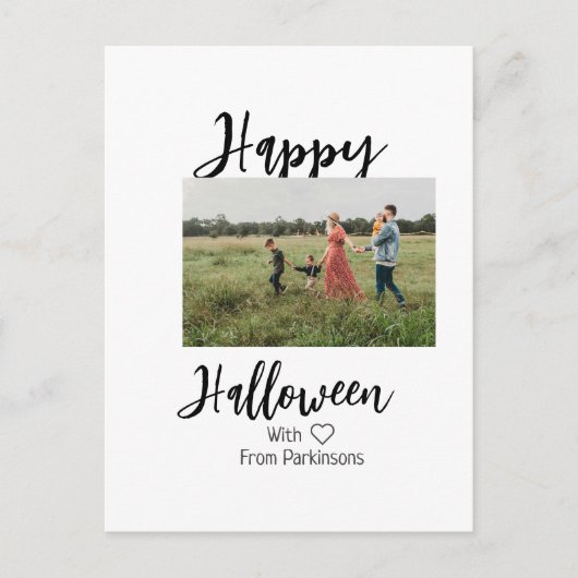 Happy Halloween fügen Familienname Foto schwarz Postkarte (Vorderseite)