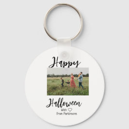 Happy Halloween fügen Familienname Foto schwarz Schlüsselanhänger