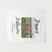 Happy Halloween fügen Familienname Foto schwarz Wandteppich (Vorderseite (Horizontal))