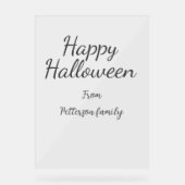 Happy Halloween fügen Familiennamen Kalligraphie m Acrylschild (Vorderseite)