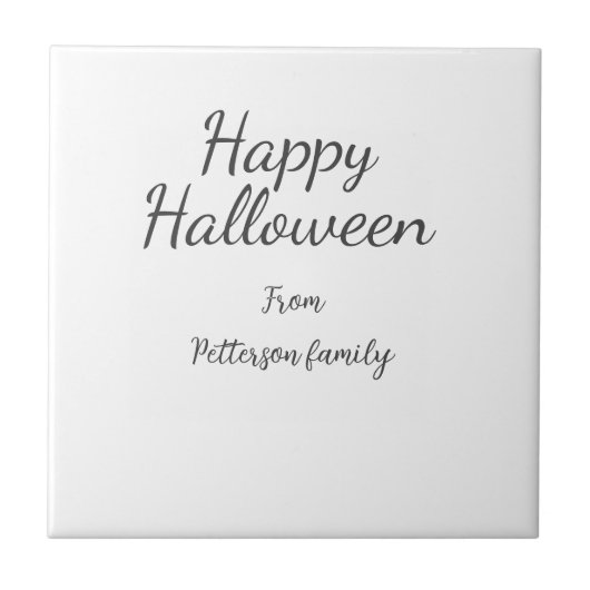Happy Halloween fügen Familiennamen Kalligraphie m Fliese (Vorderseite)
