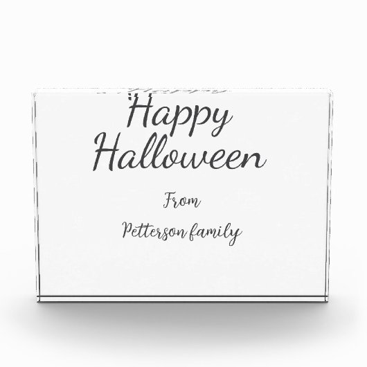 Happy Halloween fügen Familiennamen Kalligraphie m Fotoblock (Vorderseite)