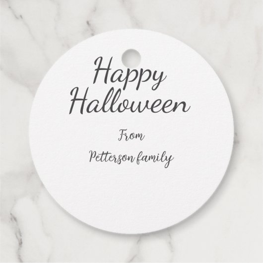 Happy Halloween fügen Familiennamen Kalligraphie m Geschenkanhänger (Rückseite)