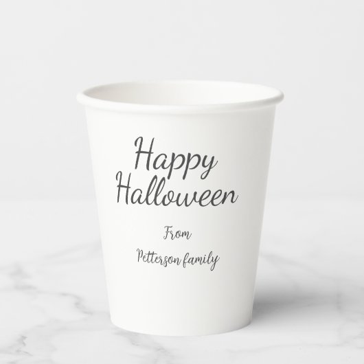 Happy Halloween fügen Familiennamen Kalligraphie m Pappbecher (Vorderseite)