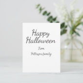 Happy Halloween fügen Familiennamen Kalligraphie m Postkarte (Stehend Vorderseite)