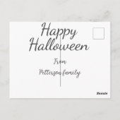Happy Halloween fügen Familiennamen Kalligraphie m Postkarte (Rückseite)