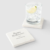 Happy Halloween fügen Familiennamen Kalligraphie m Steinuntersetzer (Seitenansicht)