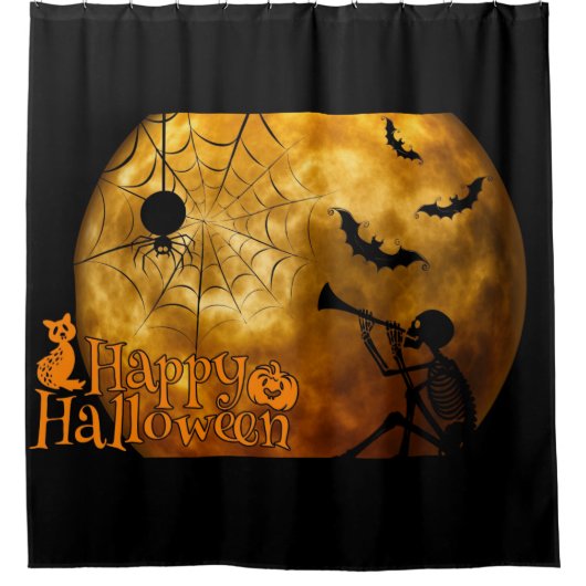 Happy Halloween Full Moon Duschvorhang (Vorderseite)