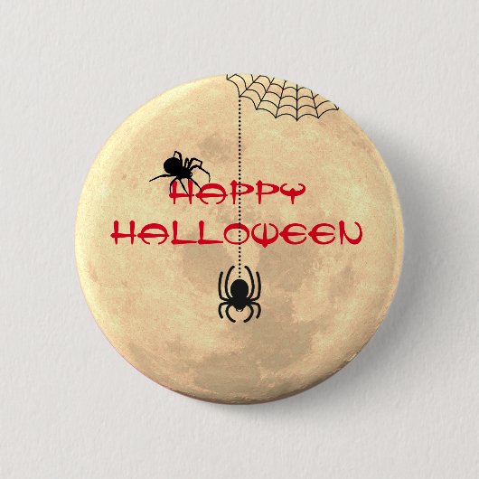 Happy Halloween Full Moon Spider Button Button (Vorderseite)