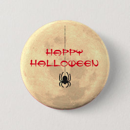 Happy Halloween Full Moon Spider Button Button