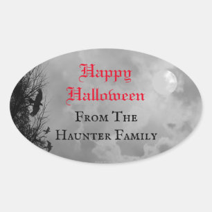 Happy Halloween Full Moon und Raven Custom Sticker