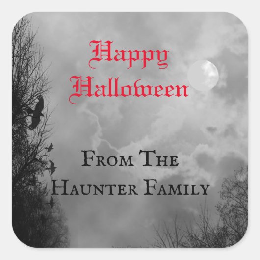 Happy Halloween Full Moon und Raven Custom Sticker (Vorderseite)