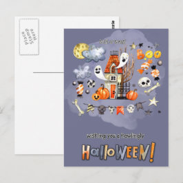 Happy Halloween. Fun Spooky House Postkarte
