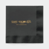 Happy Halloween Funky Typografy Family Name Black Servietten Mit Folie (Vorderseite)