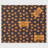 Happy Halloween Funny Beängstigend Orange Pumpkin Geschenkpapier (Flach)