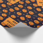 Happy Halloween Funny Beängstigend Orange Pumpkin Geschenkpapier (Ecke)