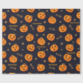 Happy Halloween Funny Beängstigend Orange Pumpkin Geschenkpapier (Flach)