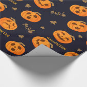 Happy Halloween Funny Beängstigend Orange Pumpkin Geschenkpapier (Ecke)