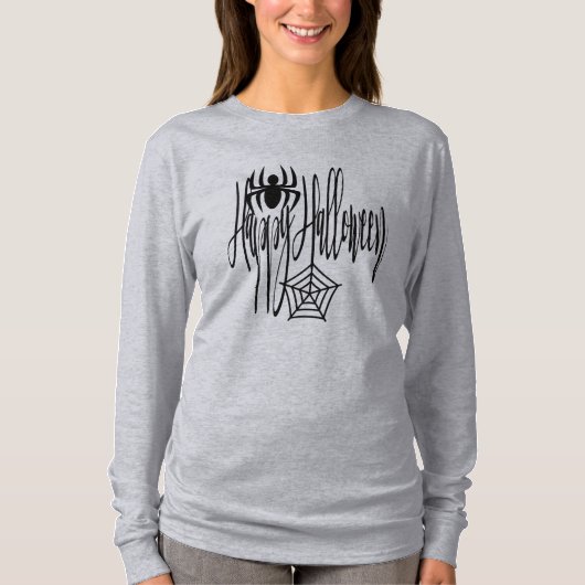 Happy Halloween Funny Beängstigend Spider Cobweb T-Shirt (Vorderseite)