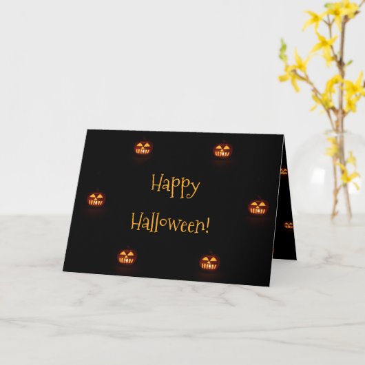 Happy Halloween Funny Beängstigend Spooky Pumpkin  Karte (Gelbe Blume)