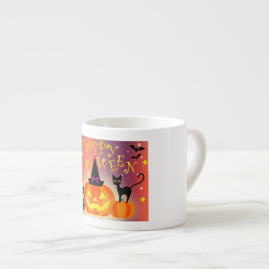 Happy Halloween Funny Bright Pumpkins Party Espressotasse (Vorderseite Rechts)