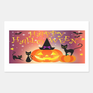 Happy Halloween Funny Bright Pumpkins Party Rechteckiger Aufkleber