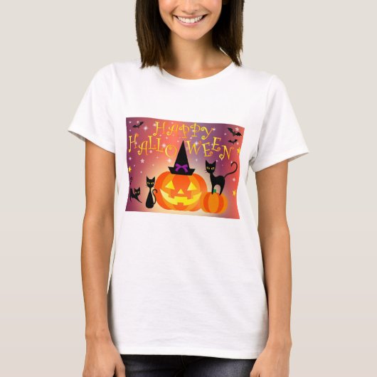 Happy Halloween Funny Bright Pumpkins Party T-Shirt (Vorderseite)