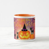 Happy Halloween Funny Bright Pumpkins Party Tasse (Zentrum)