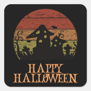 Happy Halloween Funny Creepy Character Quadratischer Aufkleber