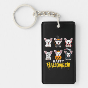 Happy Halloween Funny Dogs Kostüm Niedlicher Bulld Schlüsselanhänger