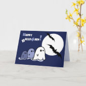 Happy Halloween. Funny Little Ghosts Karte (Gelbe Blume)