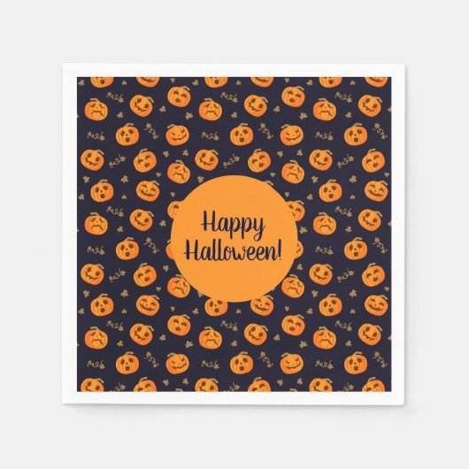 Happy Halloween Funny Niedlich Pumpkins Muster Serviette (Vorderseite)