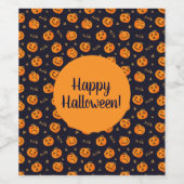 Happy Halloween Funny Orange Pumpkins Muster Weinetikett (Einzelnes Label)