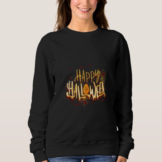 Happy Halloween Funny Pumpkin Spider Sweatshirt (Vorderseite)