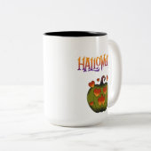 Happy Halloween funny Pumpkin Zweifarbige Tasse (VorderseiteRechts)