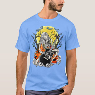 Happy Halloween Funny Skeleton Playing Gitarrenpum T-Shirt