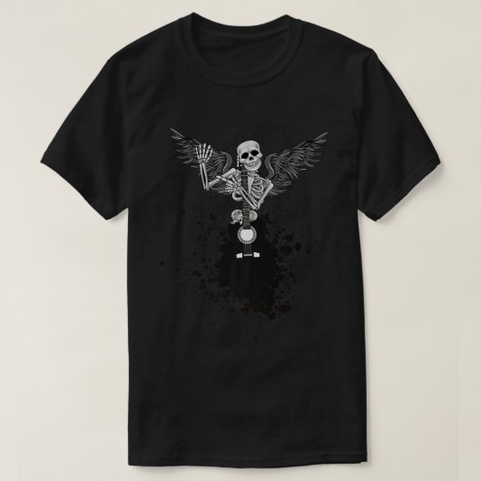 Happy Halloween Funny Skeleton Playing Guitar Pump T-Shirt (Design vorne)