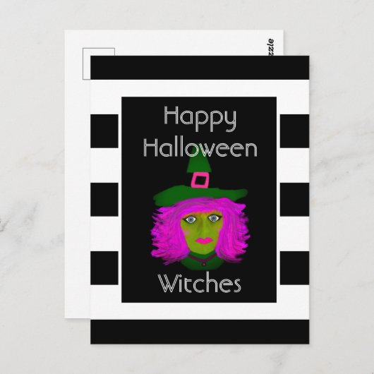 Happy Halloween Funny Wicked Witch Zitat Postkarte (Vorne/Hinten)