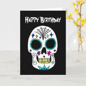 Happy Halloween Geburtstag Sugar Skull Karte (Gelbe Blume)