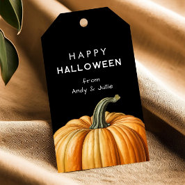 Happy Halloween Gefallen Tag mit großem Kürbis Geschenkanhänger