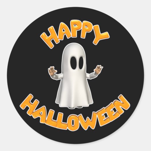 Happy-Halloween-Geist Runder Aufkleber (Vorderseite)