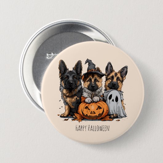 Happy Halloween German Shepherd Dogs Button (Vorne & Hinten)