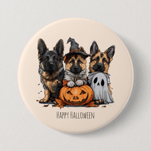 Happy Halloween German Shepherd Dogs Button (Vorderseite)