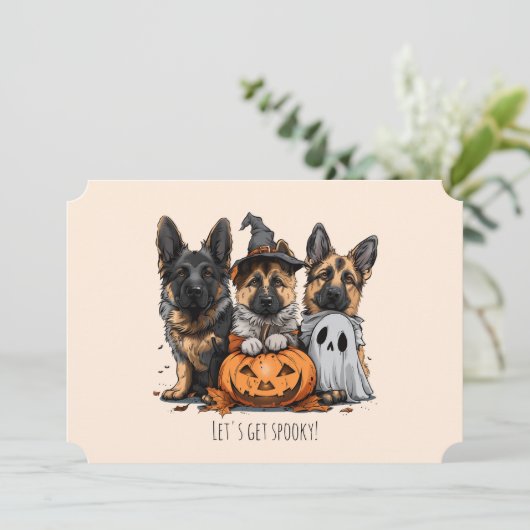 Happy Halloween German Shepherd Dogs Einladung (Stehend Vorderseite)