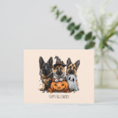 Happy Halloween German Shepherd Dogs Postkarte (Stehend Vorderseite)