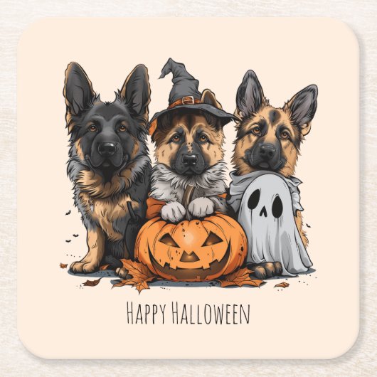 Happy Halloween German Shepherd Dogs Rechteckiger Pappuntersetzer (Vorderseite)