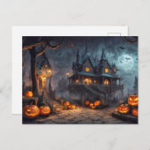 Happy Halloween | Geruchliche Spuk Wohnung Postkarte (Vorne/Hinten)