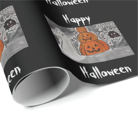 Happy Halloween Geschenkpapier (Rolleneckpunkt)