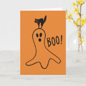 Happy Halloween Ghost Black Cat Niedlich Orange Karte (Gelbe Blume)