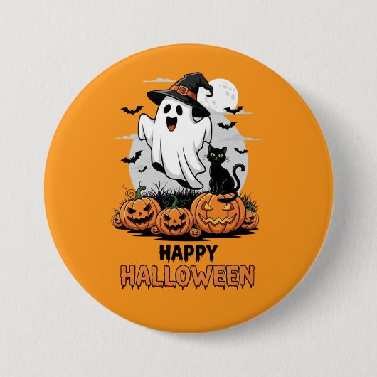Happy Halloween Ghost Button (Vorderseite)